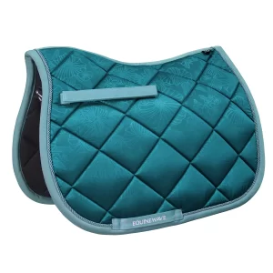 EQUINEWAVE Embossed All Purpose Saddle Pad, Cooling Performance Lining, Contoured Fit, Textured Design for English Riding(BLUE CORAL)