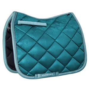 EQUINEWAVE Embossed Satin Saddle Pad - Cooling Moisture-Wicking Lining, Shock-Absorbing Comfort, Contoured Fit for Dressage Riding(BLUE CORAL)