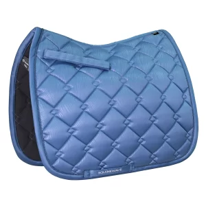 EQUINEWAVE Embossed Satin Saddle Pad - Cooling Moisture-Wicking Lining, Shock-Absorbing Comfort, Contoured Fit for Dressage Riding(BLUE HORIZON)