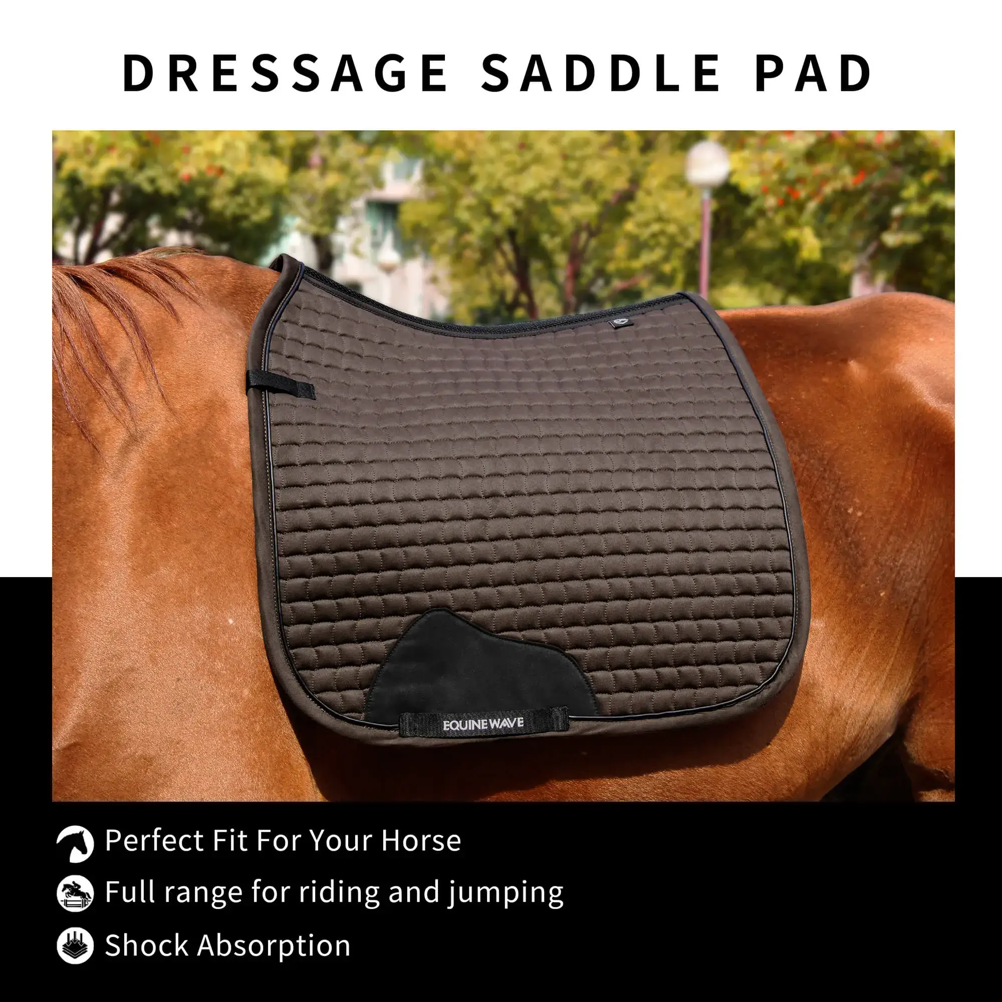 EQUINEWAVE Dressage Saddle Pad, Aria Soft-Suede Surface, New Level of Closeness, Stay-Cool Tech, Easy Care - Image 3