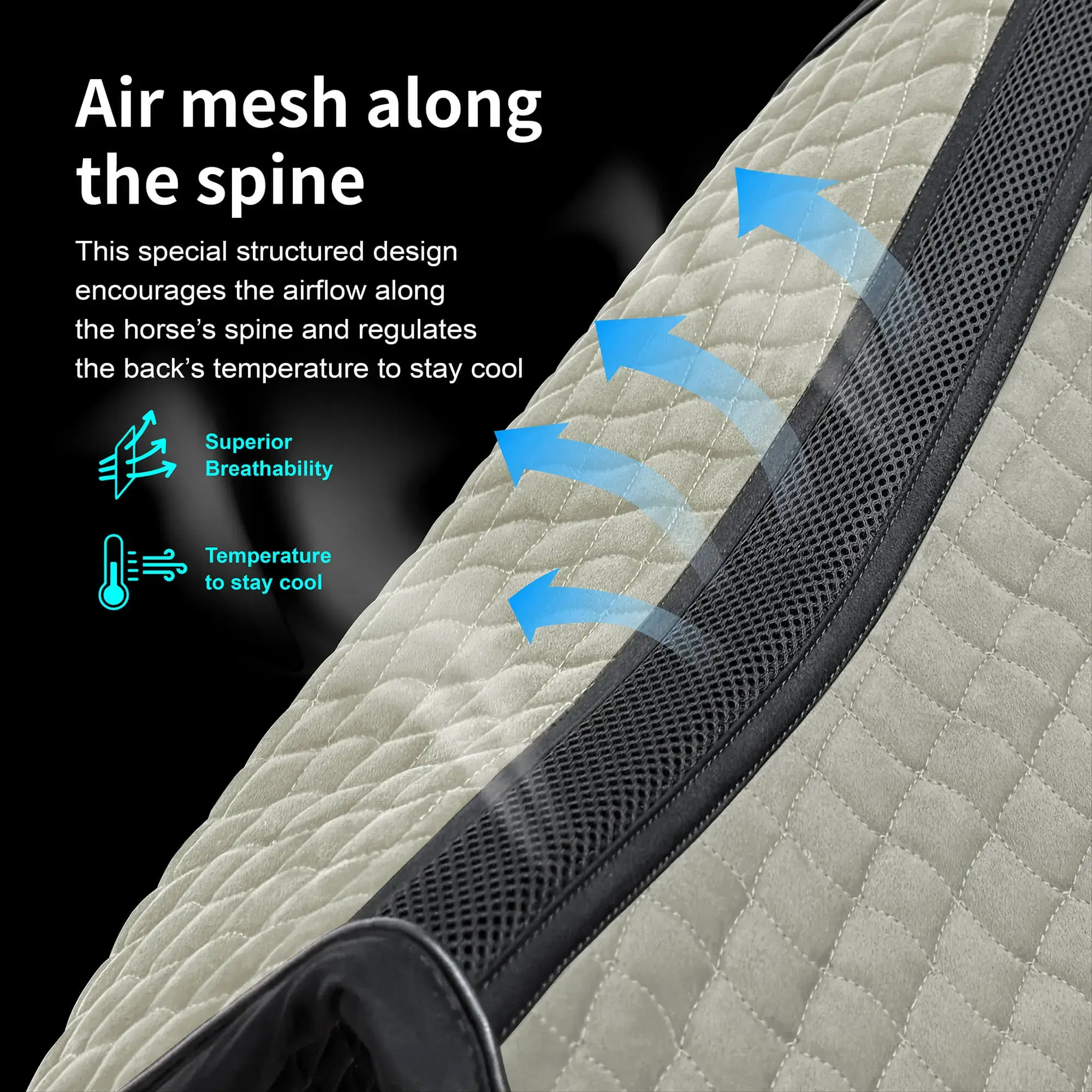 EQUINEWAVE Dressage Saddle Pad, Aria Soft-Suede Surface, New Level of Closeness, Stay-Cool Tech, Easy Care - Image 2