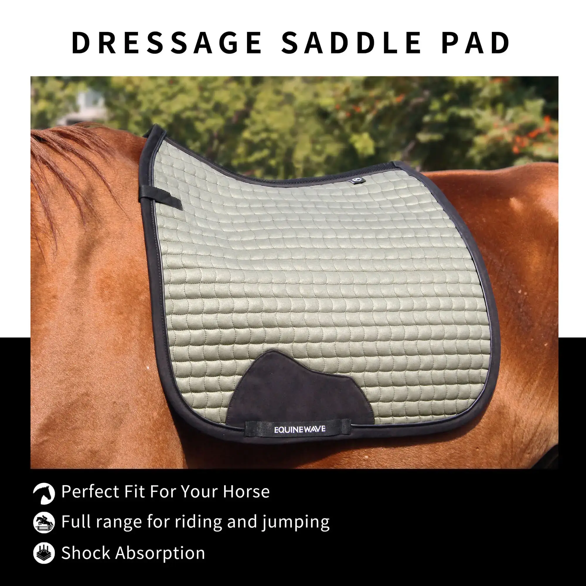 EQUINEWAVE Dressage Saddle Pad, Aria Soft-Suede Surface, New Level of Closeness, Stay-Cool Tech, Easy Care - Image 3